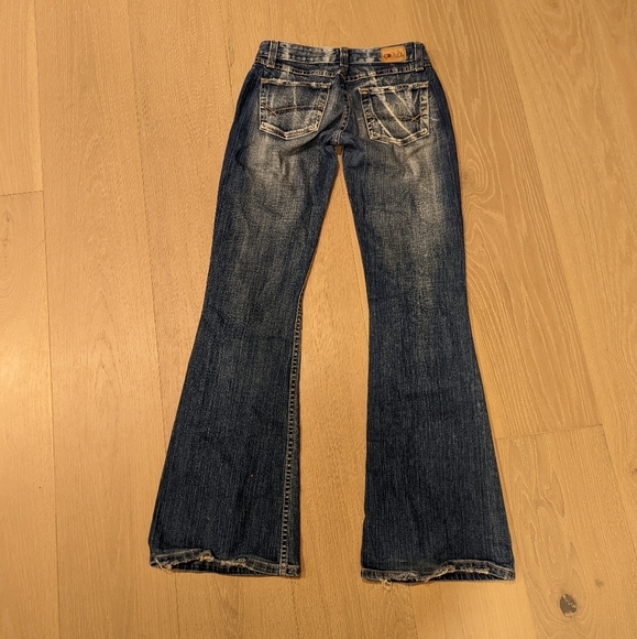 Women's Low Rise Flare Blue Jeans - Picture 3 of 10